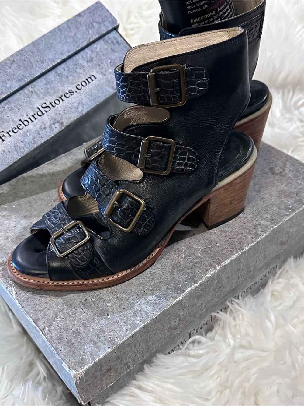 Freebird by Steven Quail Black Multi-Buckle Leather Sandals - Picture 2 of 5